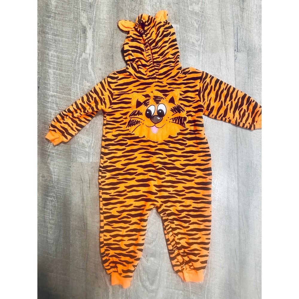 Baby Toddler Tiger Costume Hooded Jumpsuit Animal Cosplay Halloween Orange
